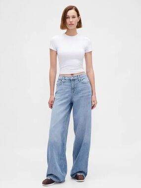 GAP Mid Rise UltraSoft Baggy Jeans Light Indigo Wash Size 29 / 8P Slouchy Soft